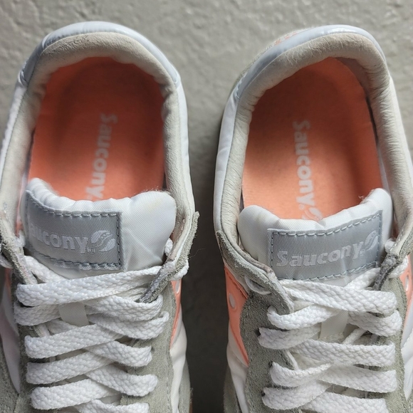Saucony Bullet Shoes Womens 5.5 Pink White Suede Running Sneakers - Picture 5 of 9